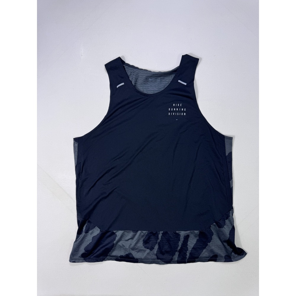 Nike Running Division Dri-FIT Tank Top Mens Large Black Grey Camo DQ4759-010